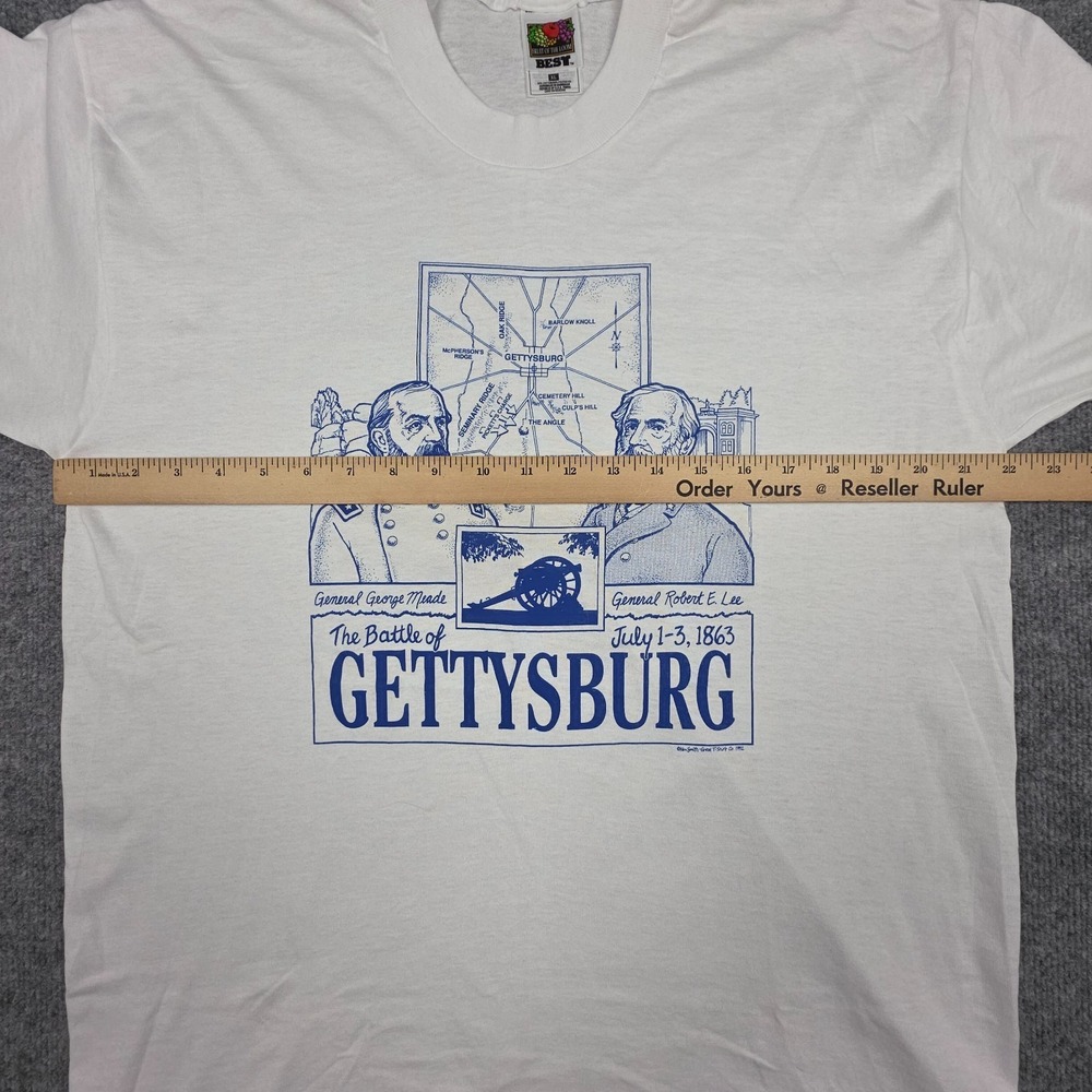 Vintage The Battle Of Gettysburg T-Shirt Men's XL White Single Stitch Graphic - Picture 10 of 13